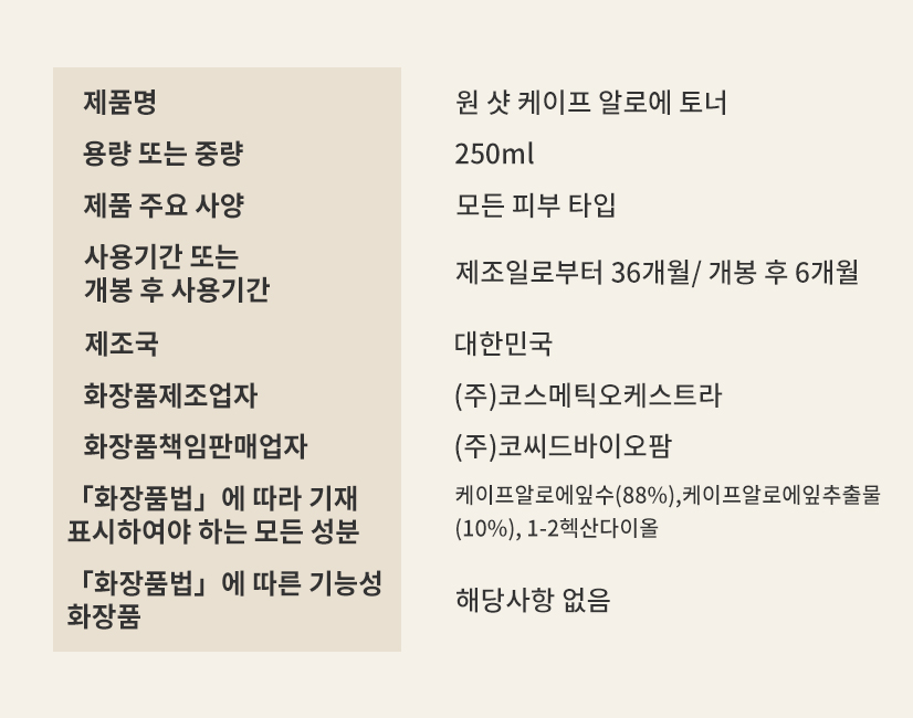 낫씨백 원 샷 케이프 알로에 250ml 상세 이미지 10
